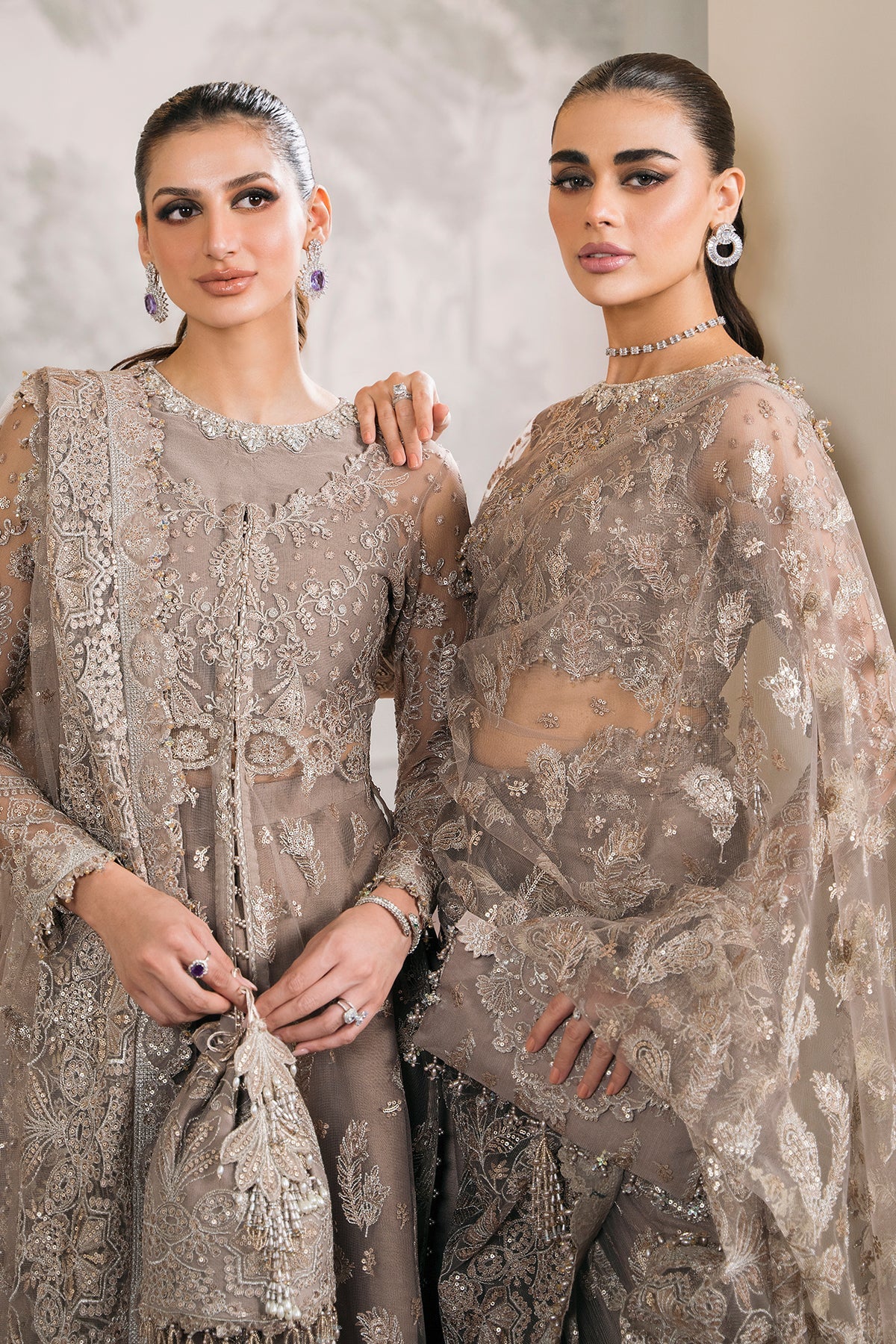EMBROIDERED NET CH12-06 UNSTITCHED