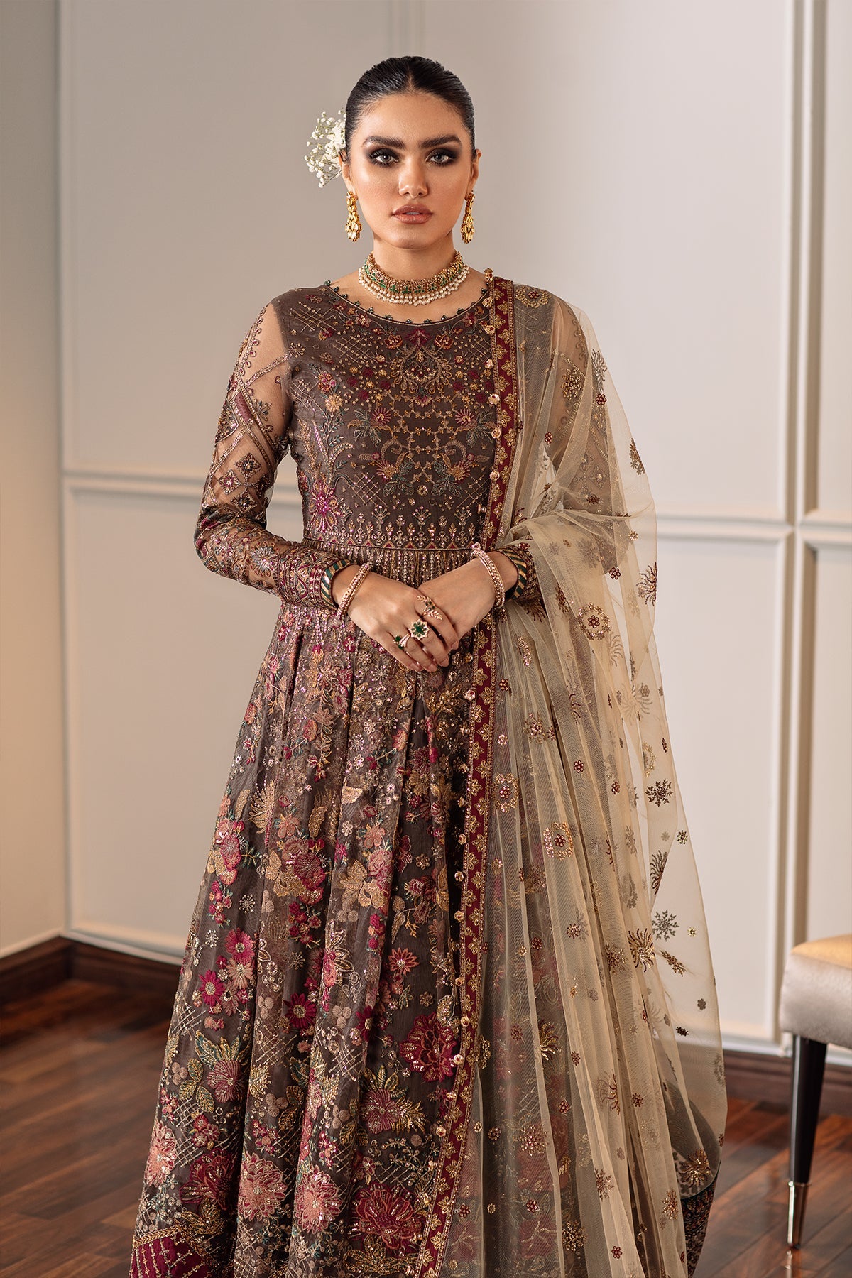 EMBROIDERED NET CH09-02 UNSTITCHED