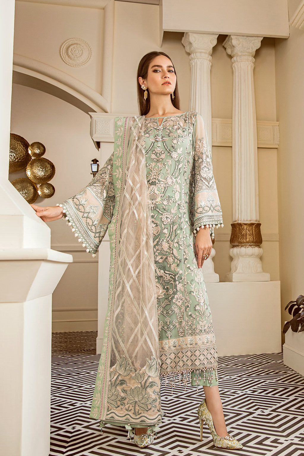 EMBROIDERED NET CH06-05 UNSTITCHED