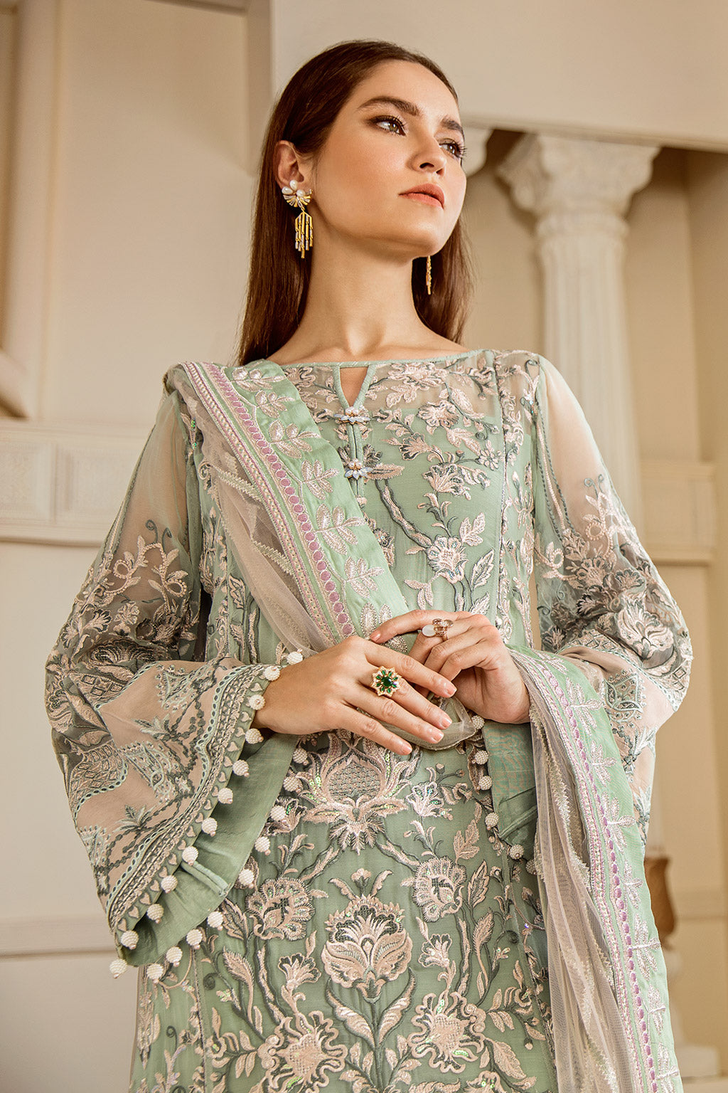 EMBROIDERED NET CH06-05 UNSTITCHED