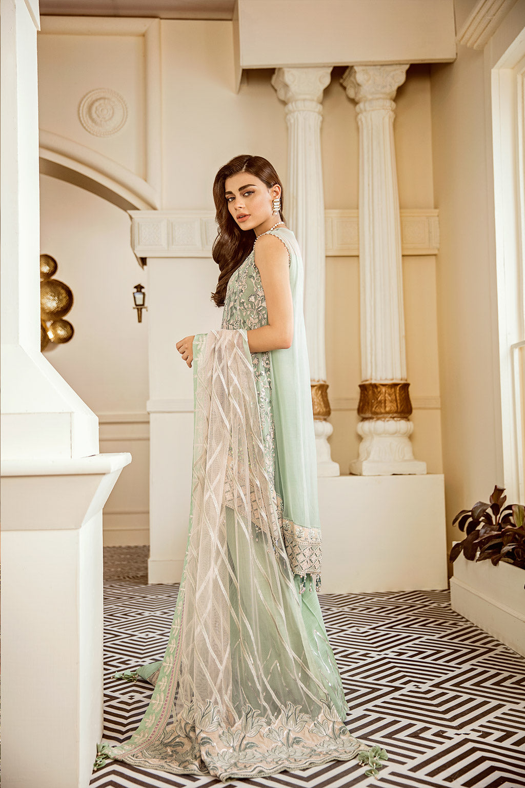 EMBROIDERED NET CH06-05 UNSTITCHED