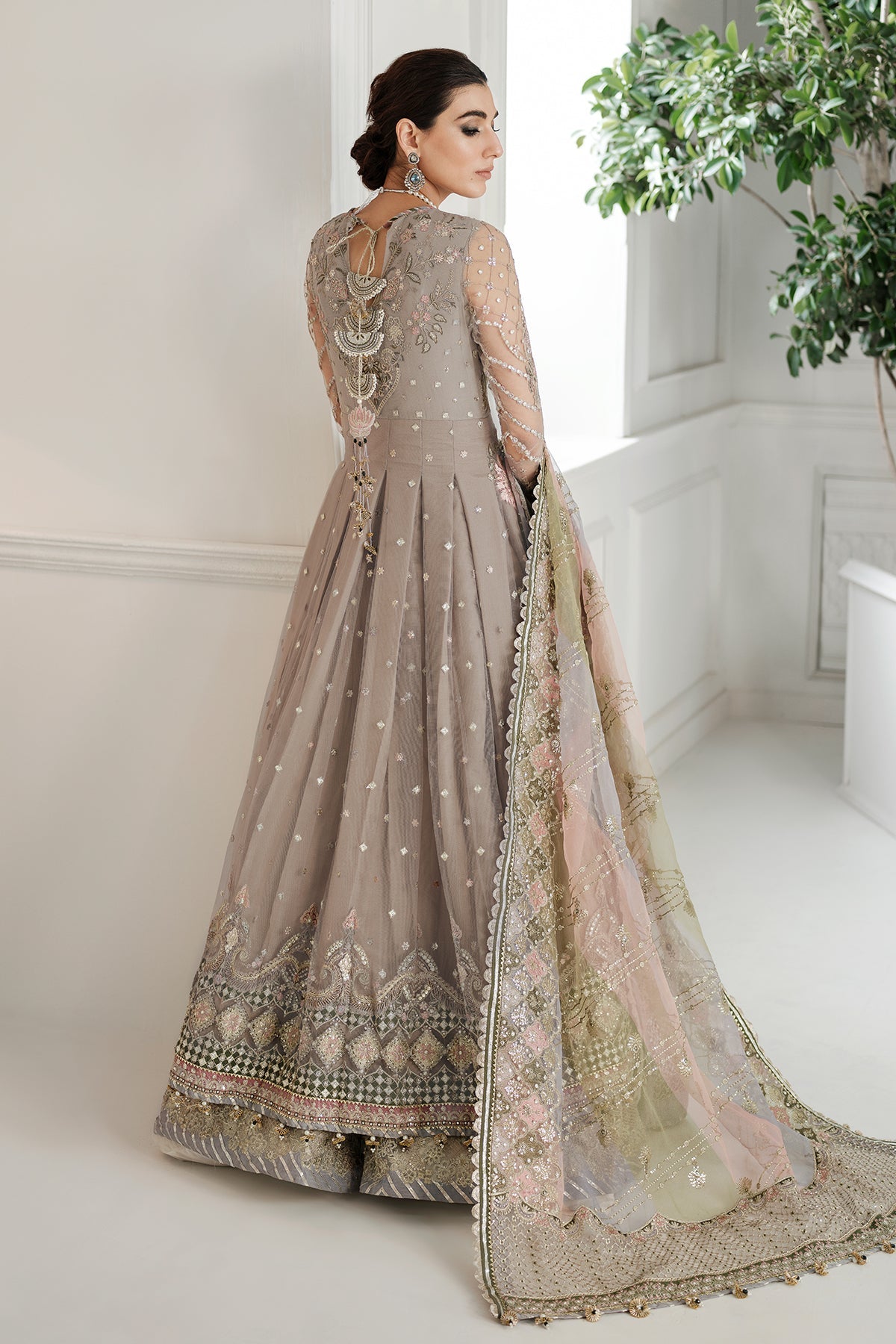 EMBROIDERED NET CH10-08 UNSTITCHED