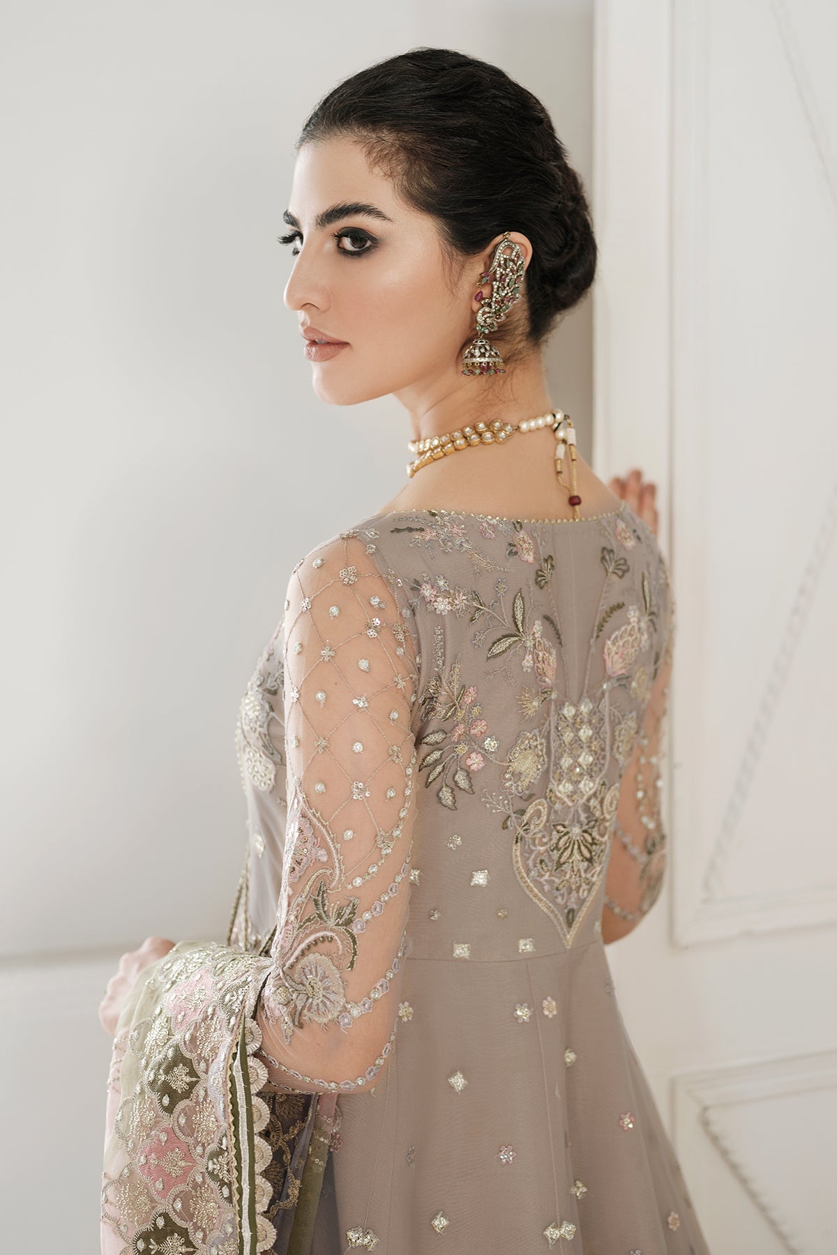 EMBROIDERED NET CH10-08 UNSTITCHED