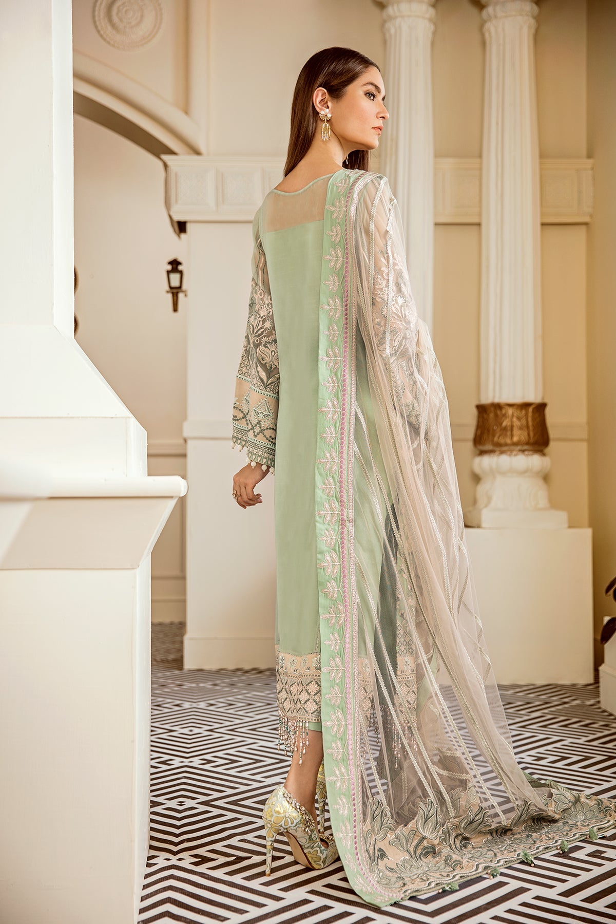 EMBROIDERED NET CH06-05 UNSTITCHED