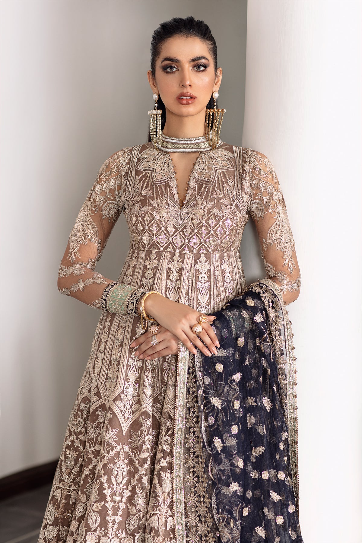 EMBROIDERED NET CH09-07 UNSTITCHED