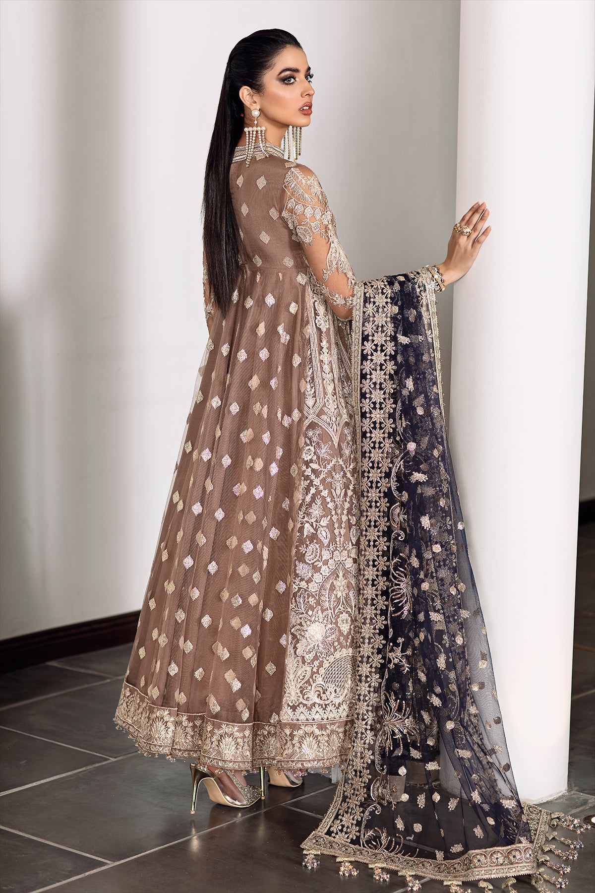 EMBROIDERED NET CH09-07 UNSTITCHED