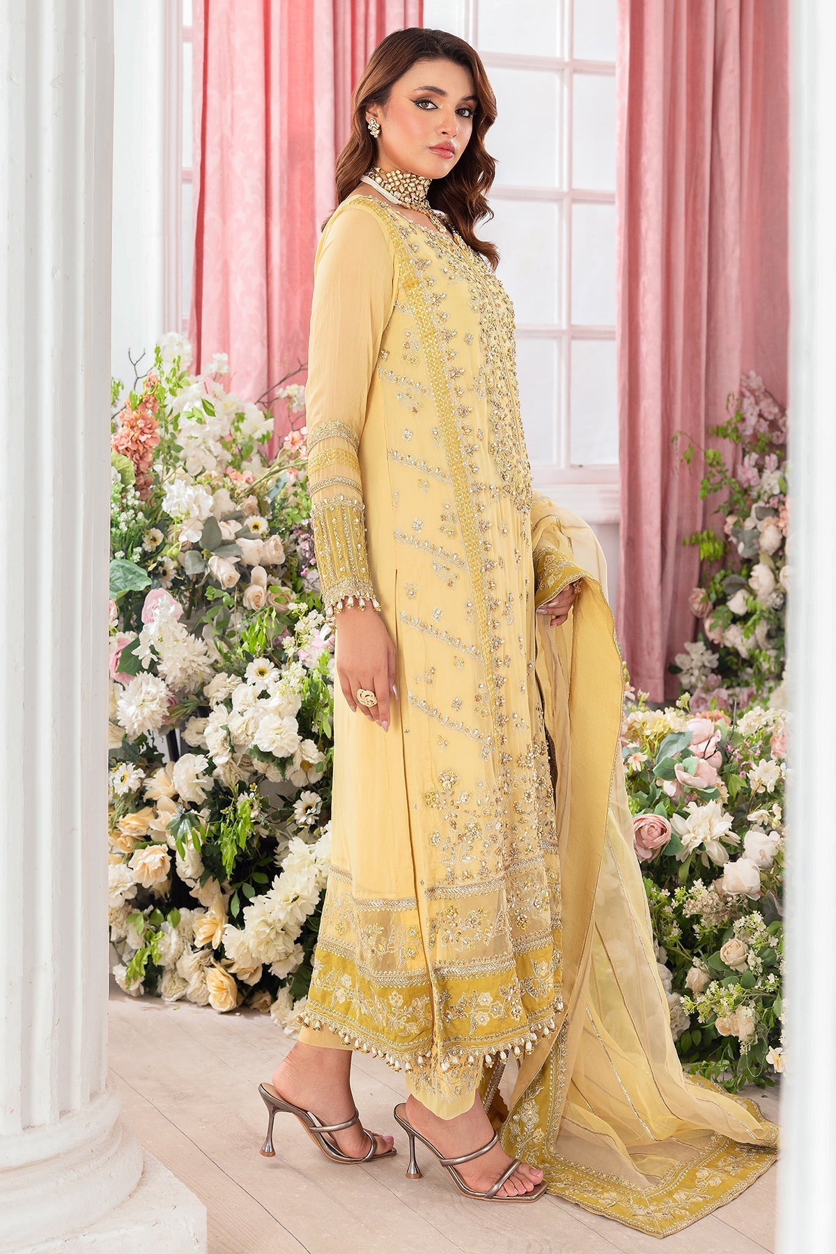 Charizma Diamond Dust Embroidered Luxury Chiffon Unstitched 3Pc Suit DD5-02