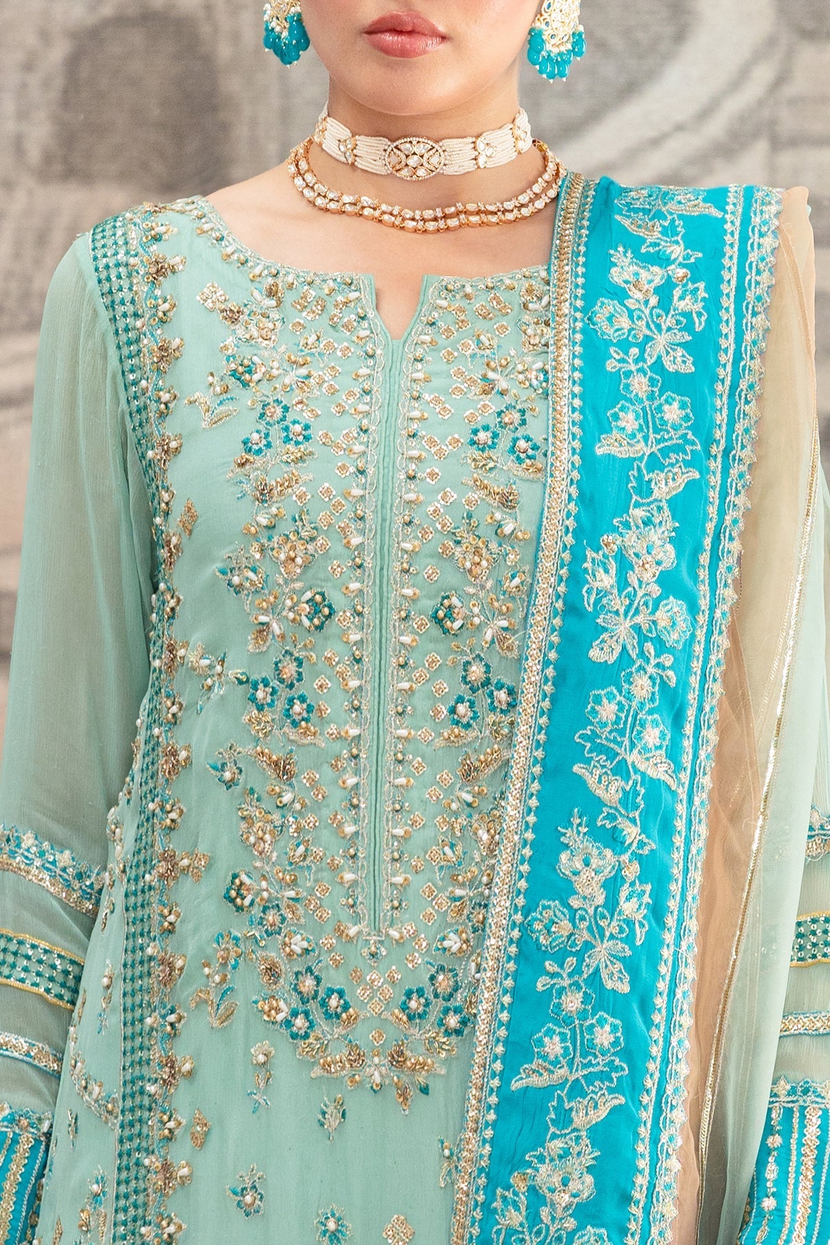 Charizma Diamond Dust Embroidered Luxury Chiffon Unstitched 3Pc Suit DD5-04