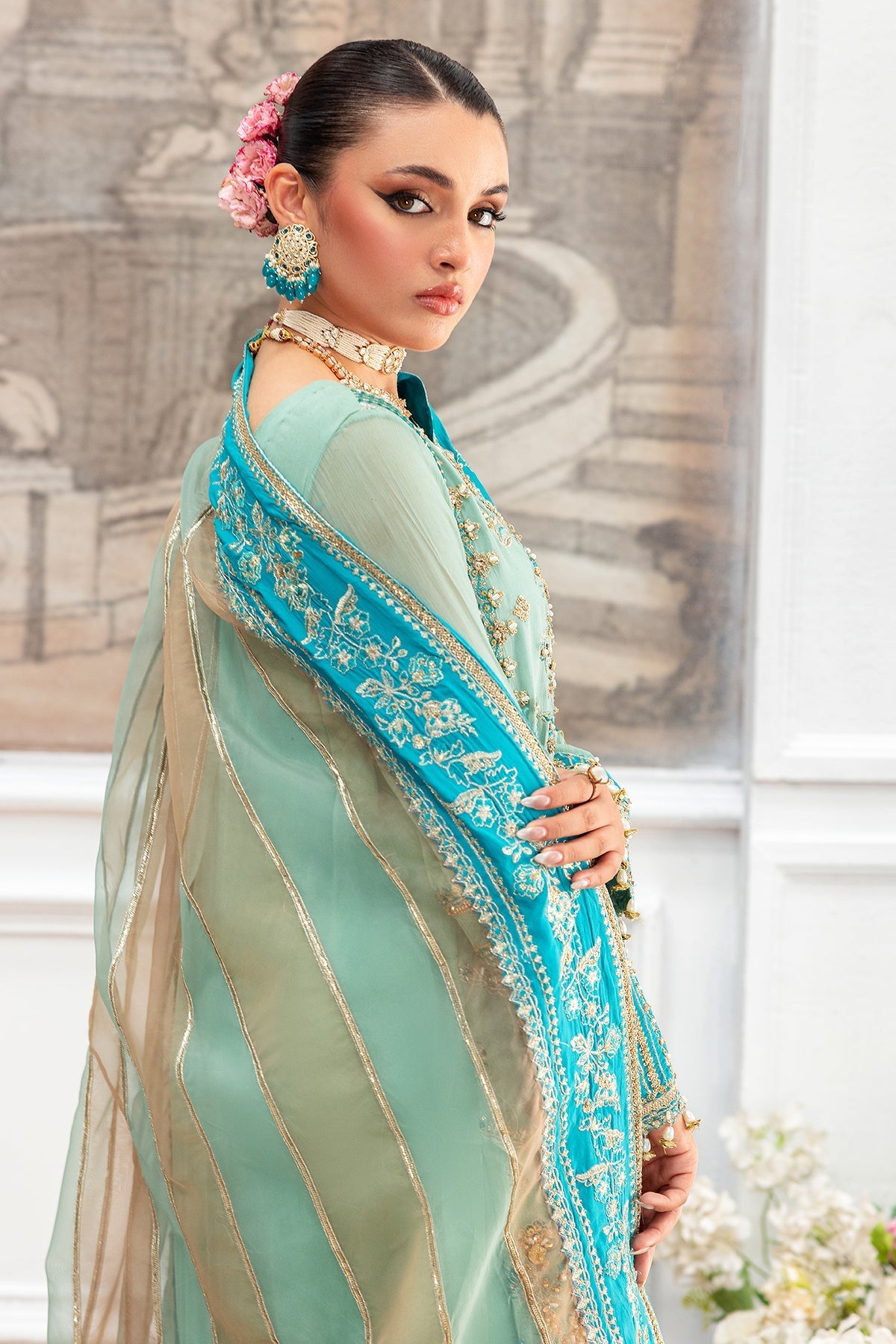 Charizma Diamond Dust Embroidered Luxury Chiffon Unstitched 3Pc Suit DD5-04