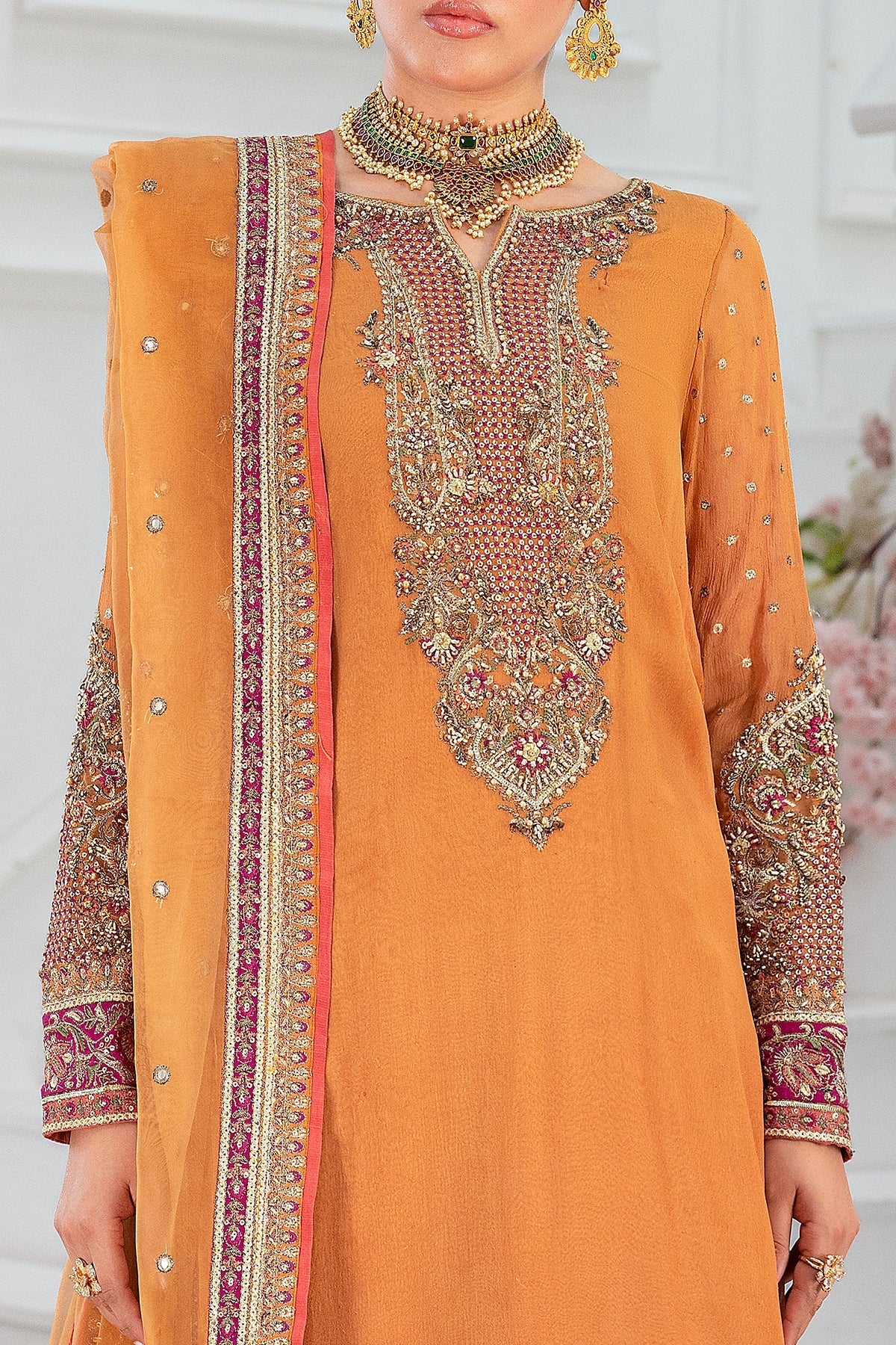 Charizma Diamond Dust Embroidered Luxury Chiffon Unstitched 3Pc Suit DD5-06