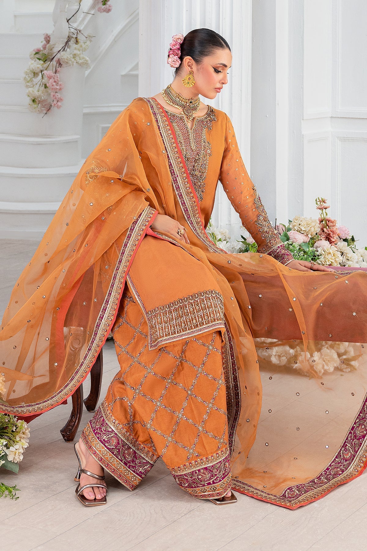 Charizma Diamond Dust Embroidered Luxury Chiffon Unstitched 3Pc Suit DD5-06
