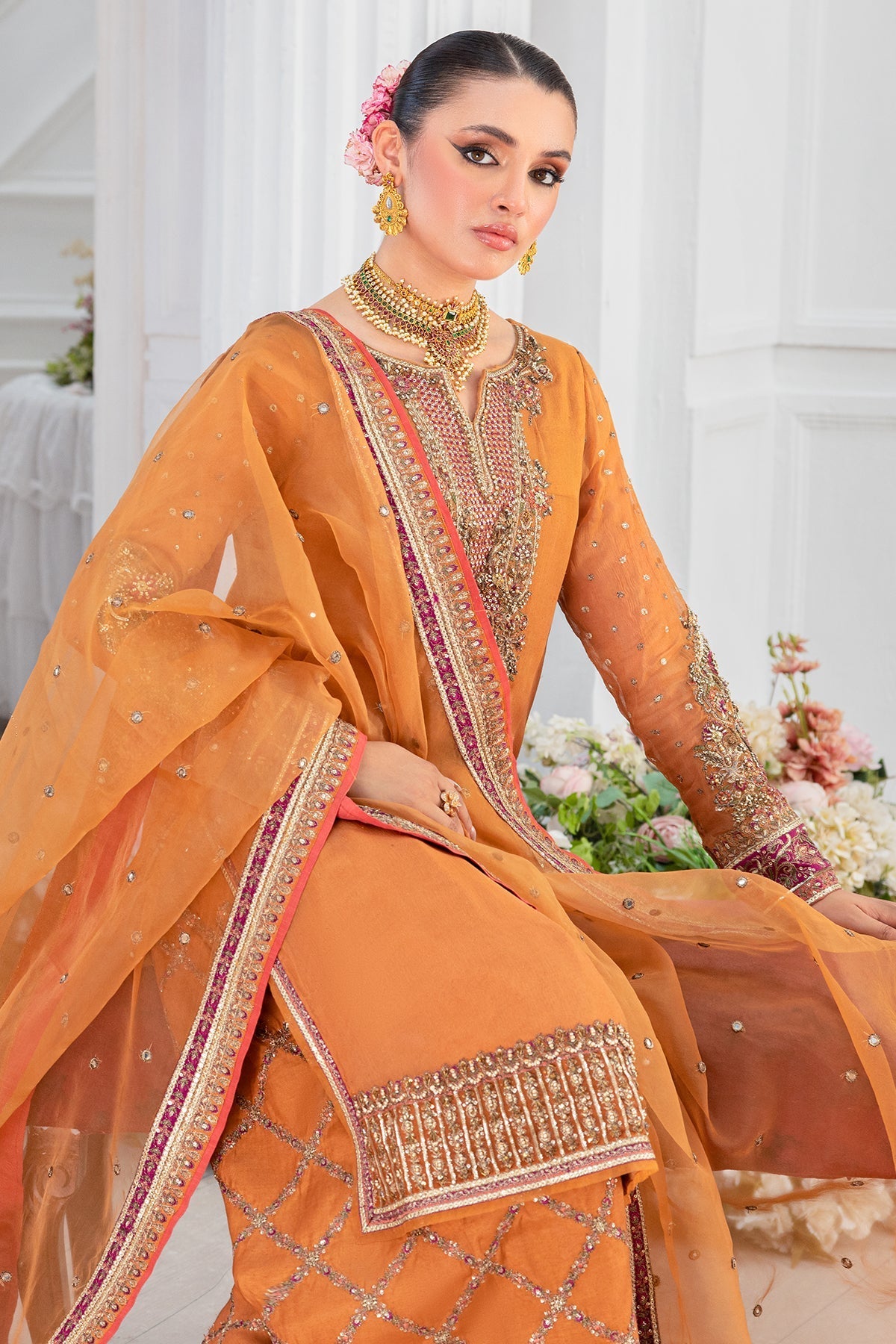 Charizma Diamond Dust Embroidered Luxury Chiffon Unstitched 3Pc Suit DD5-06