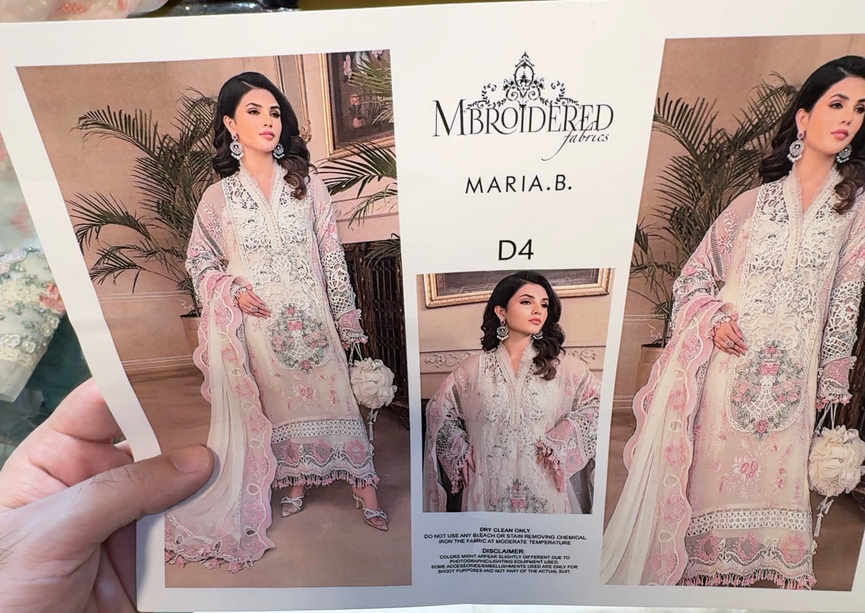 Maria B Chiffon White Dress
