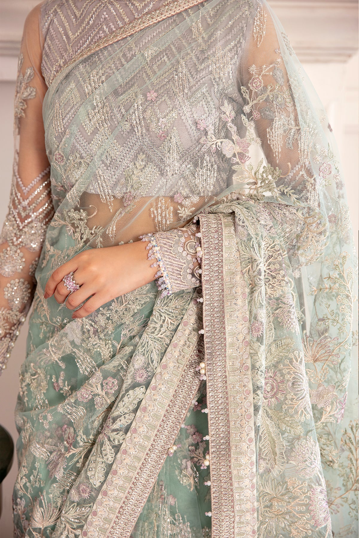 EMBROIDERED NET CH08-10 UNSTITCHED