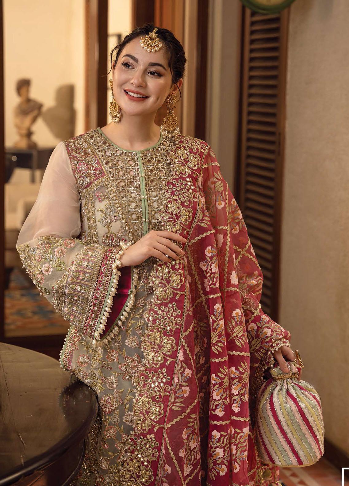 Aik Jhalak by Crimson Organza Embroidered Suits Unstitched 3 Piece CR D2 - Luxury Wedding Collection