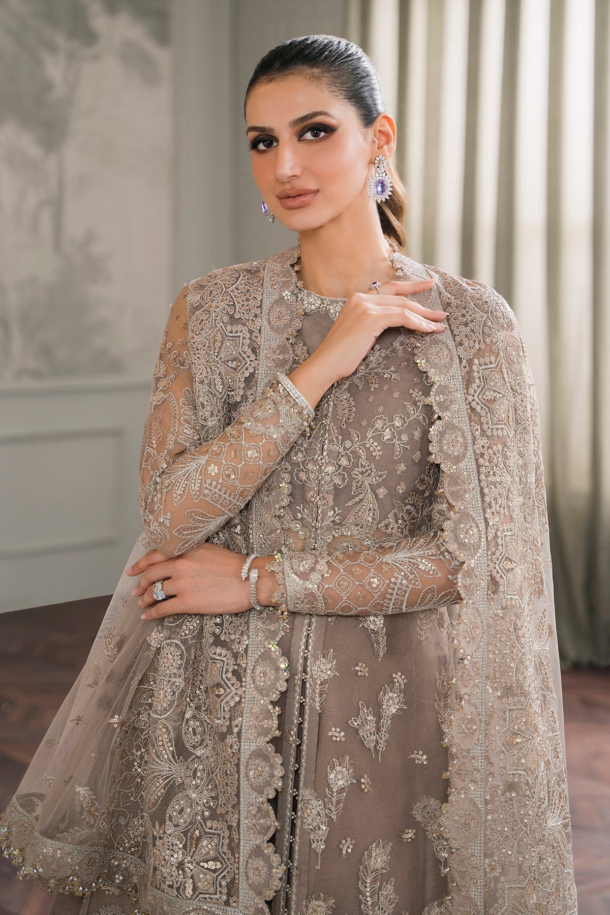 EMBROIDERED NET CH12-06 UNSTITCHED