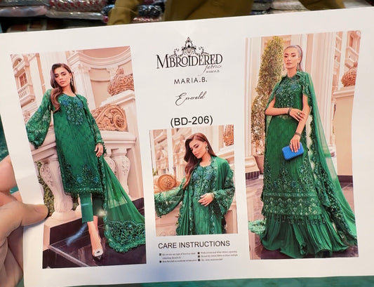 Maria B | Emerald Chiffon Dress