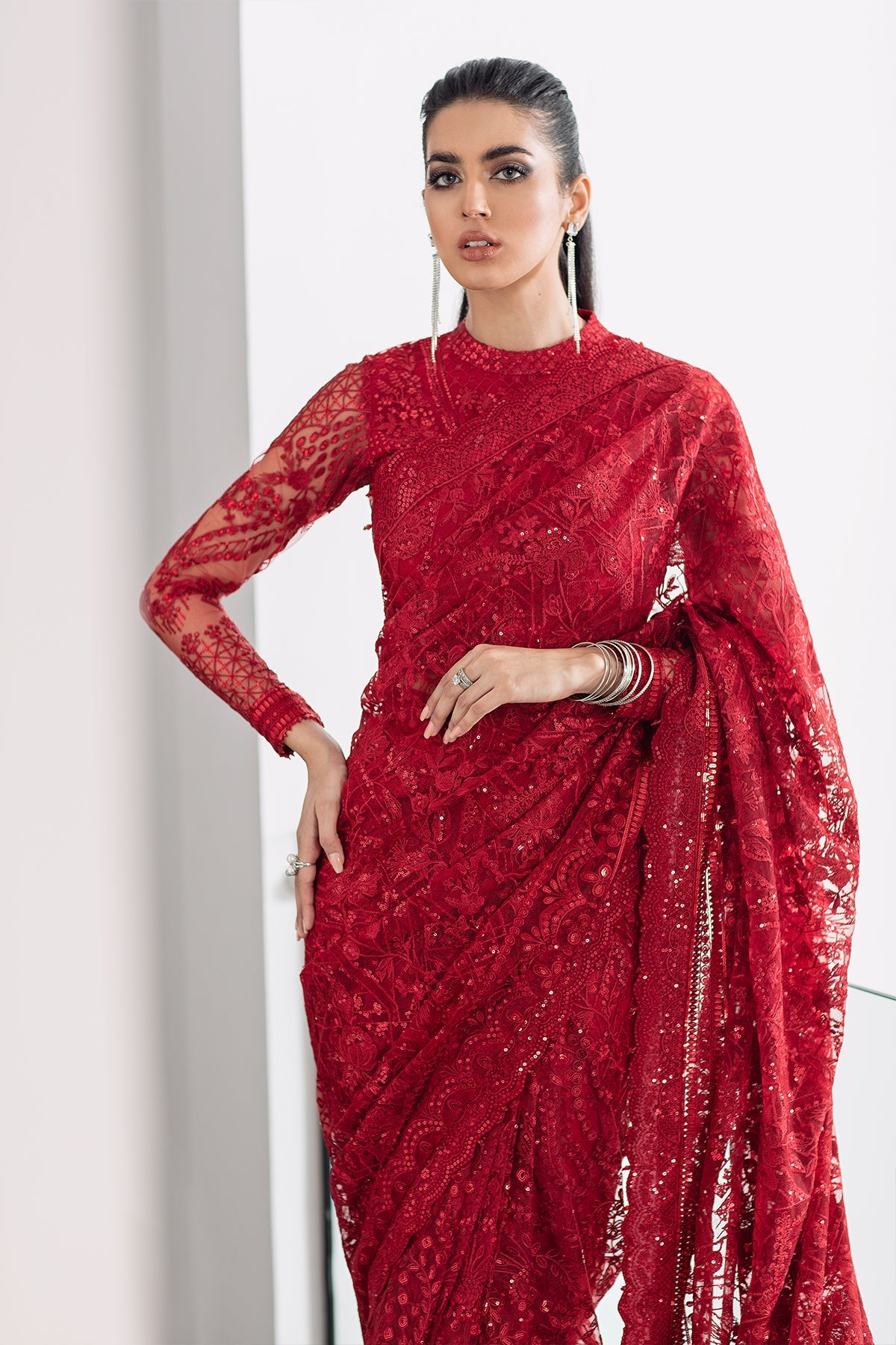 EMBROIDERED NET CH09-06 UNSTITCHED
