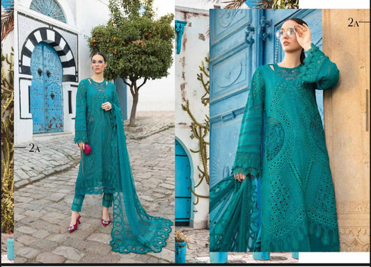 Maria B Lawn | Sea Green Chikankari