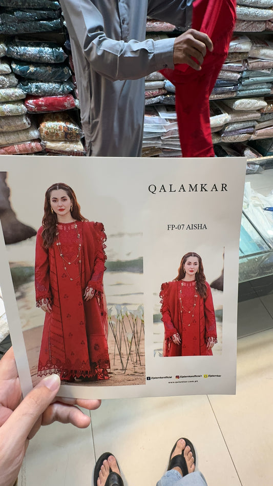 Qalamqar Mehroon Lawn