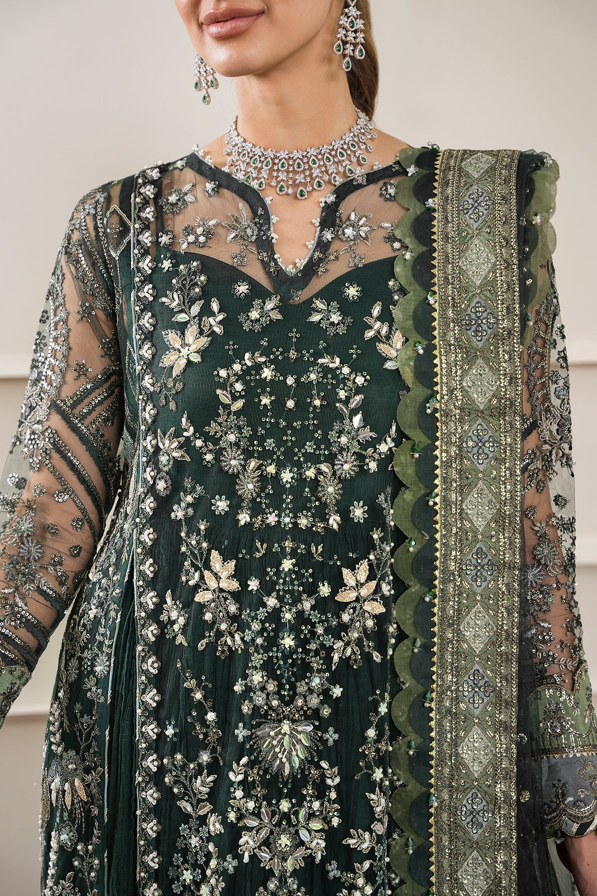 EMBROIDERED NET CH12-05 UNSTITCHED