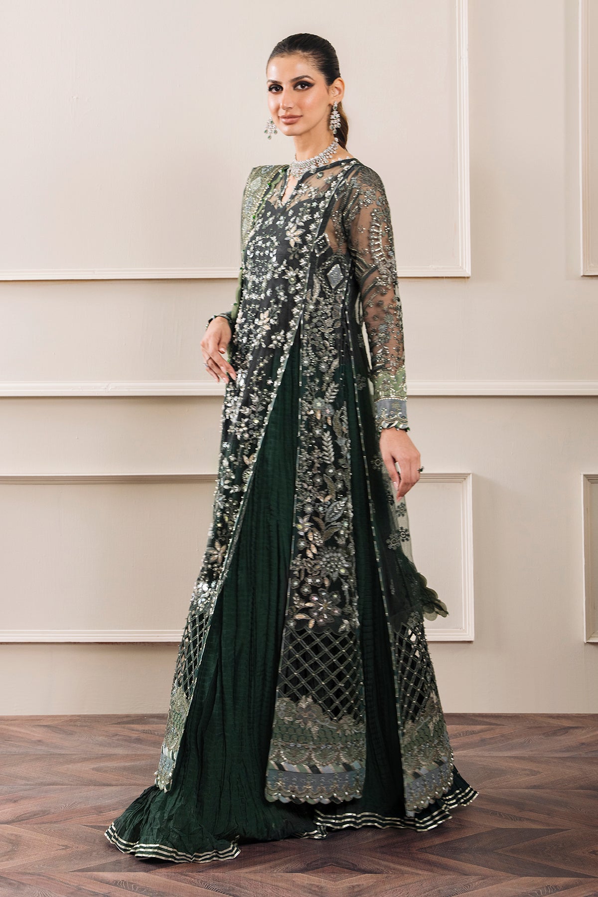 EMBROIDERED NET CH12-05 UNSTITCHED