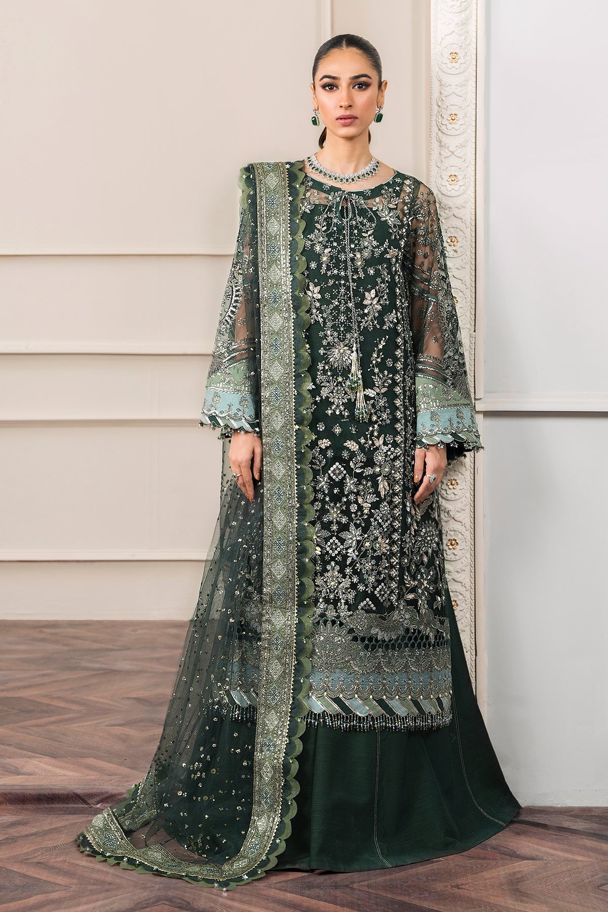 EMBROIDERED NET CH12-05 UNSTITCHED