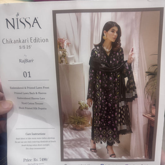 Rajbari nissa Lawn Chikankari