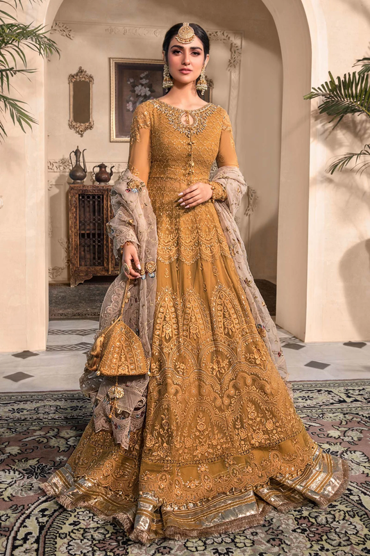 Maria. B MBROIDERED Heritage Edition’23 Mustard BD-2606