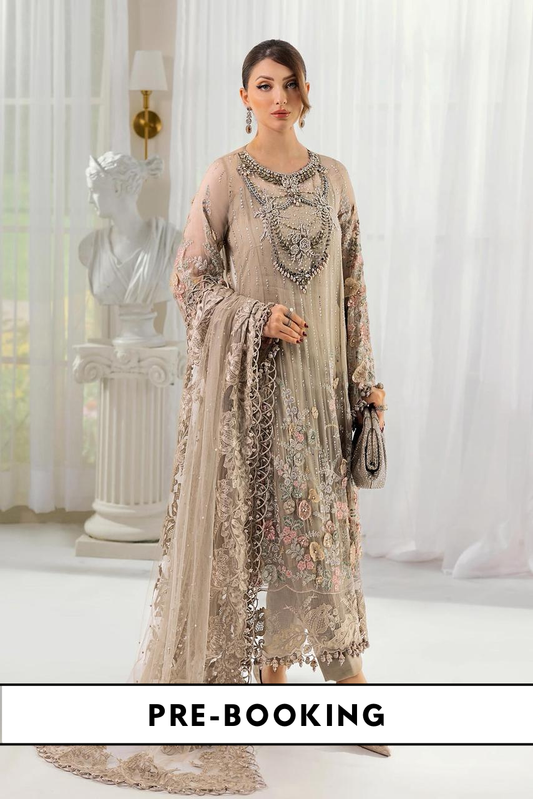 Maria.B | Unstitched Embroidered Chiffon Suit | MPC-25-107