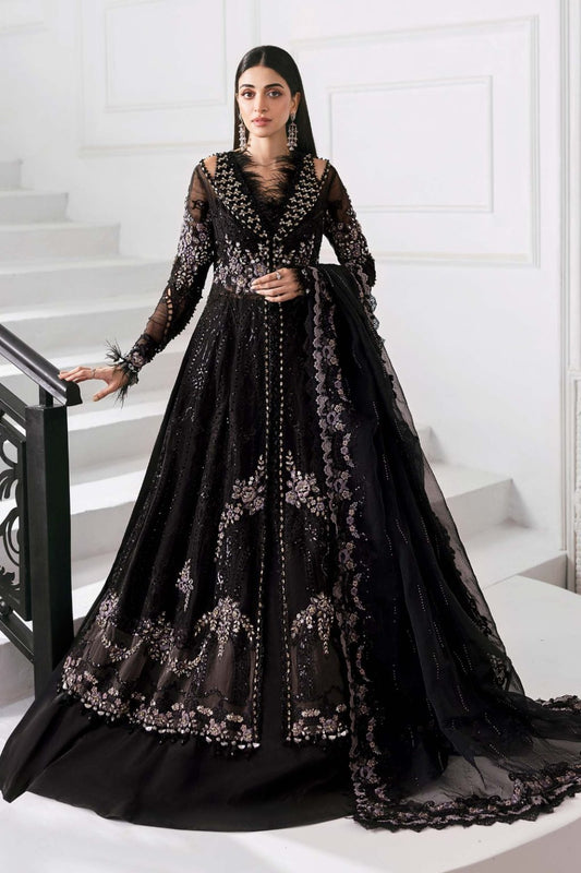 Maria.B Luxury Hand-Embellished Unstitched Chiffon Suit with 3D Flowers BD-3004