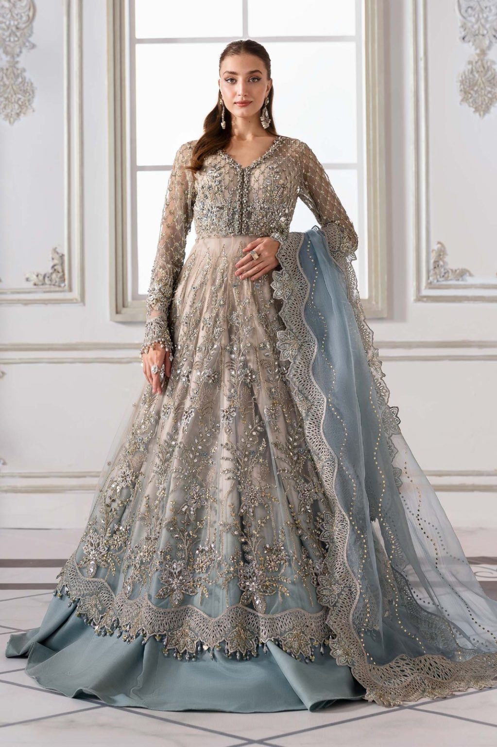 Maria.B | Unstitched Embroidered Net Suit | BD-3002