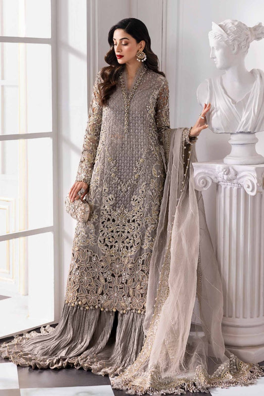 Maria.B Elegant Embroidered Organza Unstitched Suit Three-Piece Ensemble BD-3006