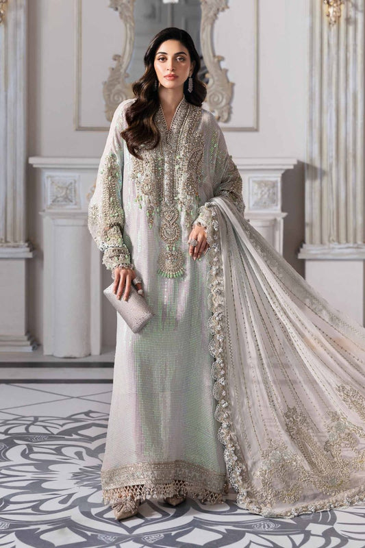 Maria.B Elegant Embroidered Chiffon Unstitched Suit BD-3005: Luxury Formal Wear
