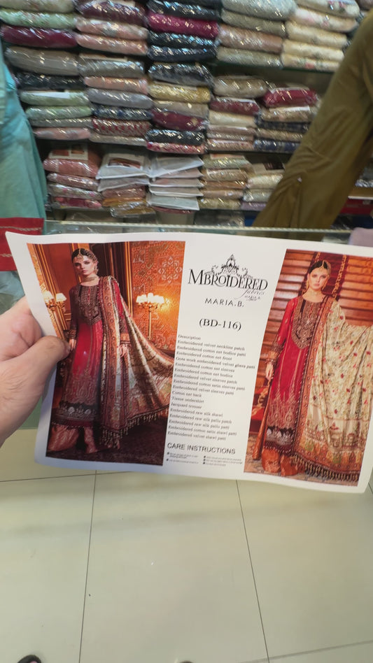 Maria B Chiffon | Heavy Shawl with velvet patches